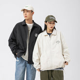 Unisex Jacket Spring and Autumn Coach Jacket Men's Loose Casual Polo Collar Coat